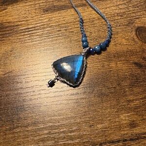 Blue Labradorite Triangle Pendant Necklace